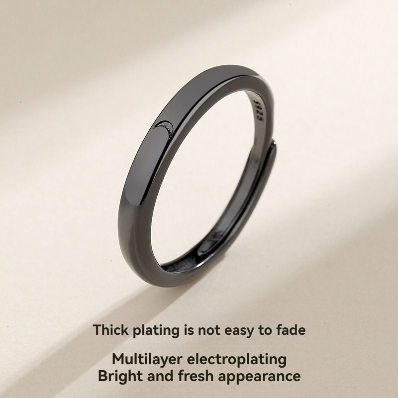 Ladies' jewelry  Sun Moon Couple Ring Black and White Pair Open Ring Long Distance Love Gift Sun Moon Love Couple Ring