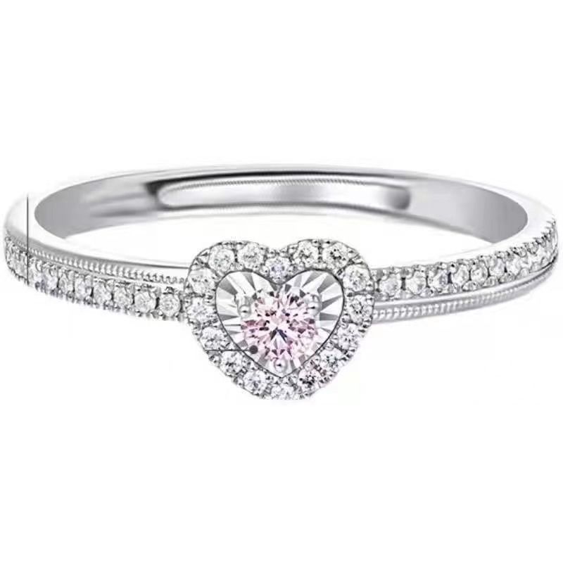 Ladies' jewelry  Hot selling love pink diamond ring that does not fade, niche Instagram style female jewelry