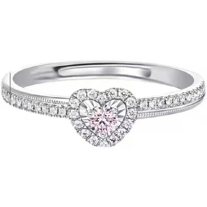 Ladies' jewelry  Hot selling love pink diamond ring that does not fade, niche Instagram style female jewelry