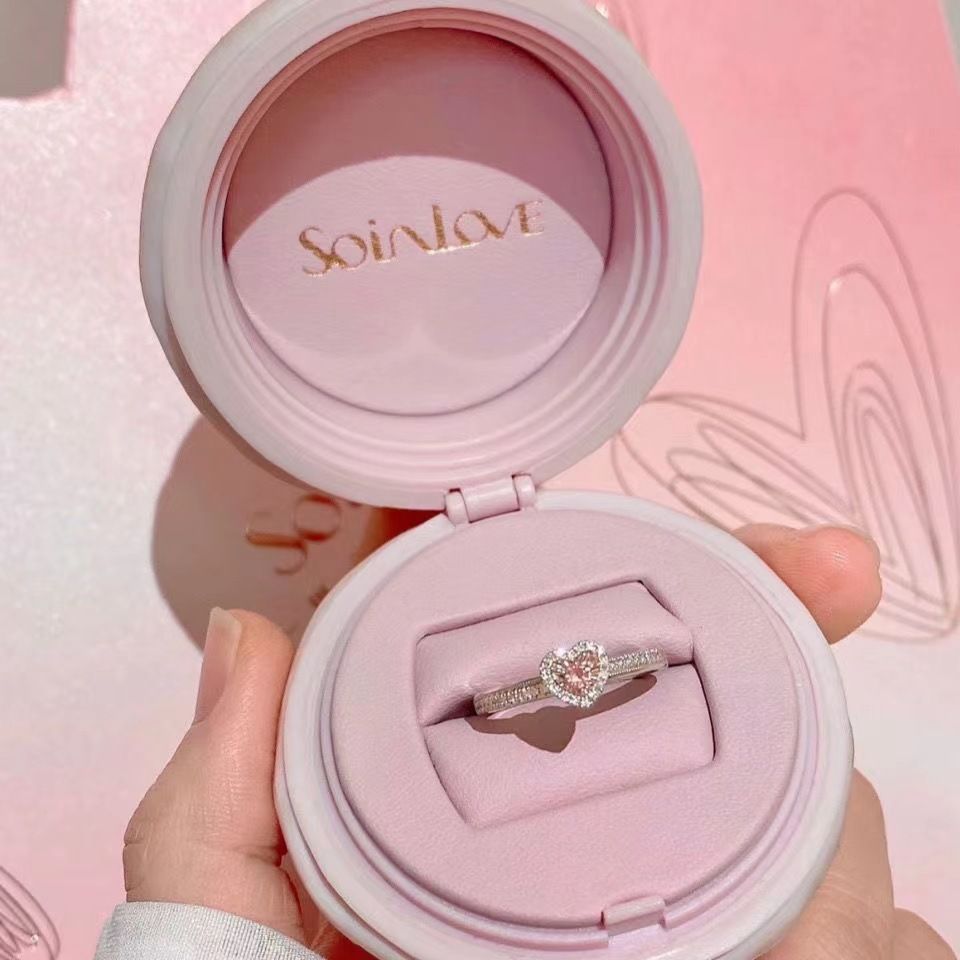 Ladies' jewelry  Hot selling love pink diamond ring that does not fade, niche Instagram style female jewelry
