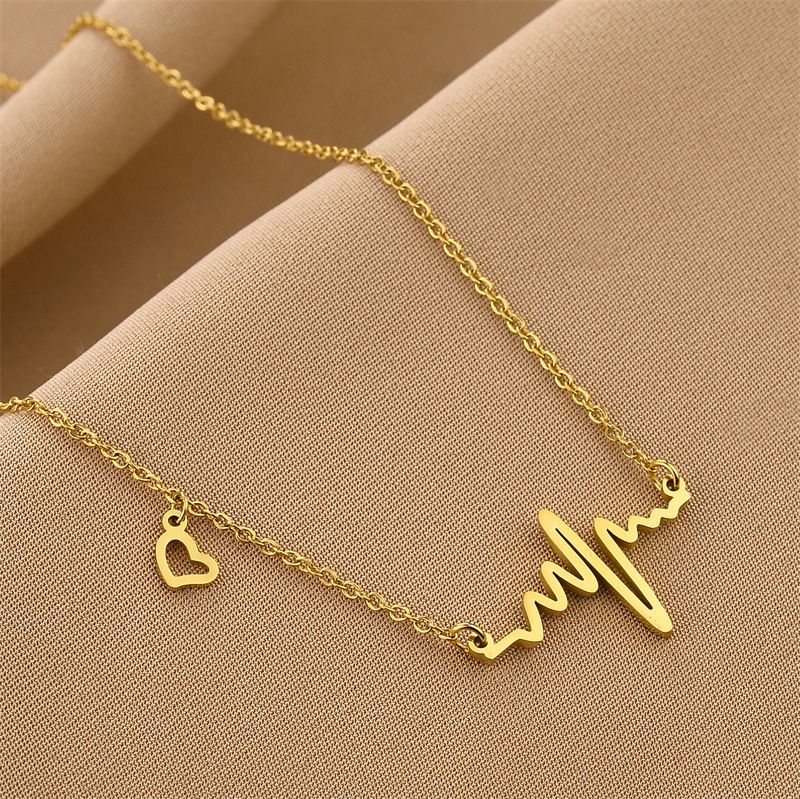 Ladies' jewelry The feeling of electrocardiogram heartbeat, high-end design pendant for female students, color preserving titanium steel necklace