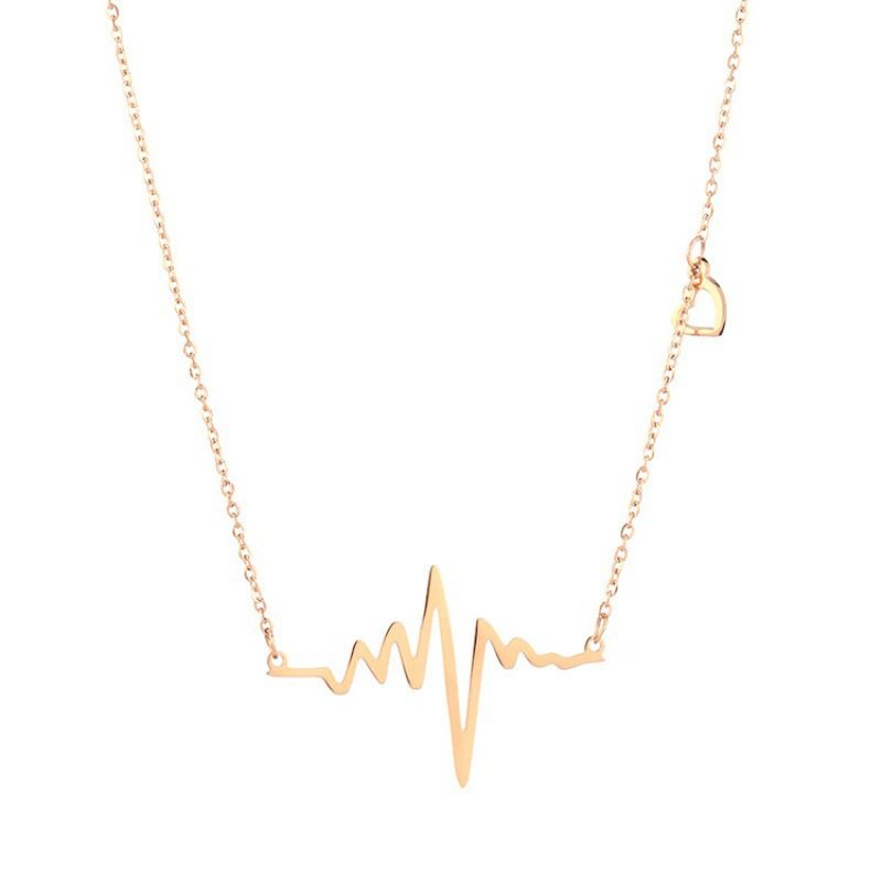 Ladies' jewelry The feeling of electrocardiogram heartbeat, high-end design pendant for female students, color preserving titanium steel necklace