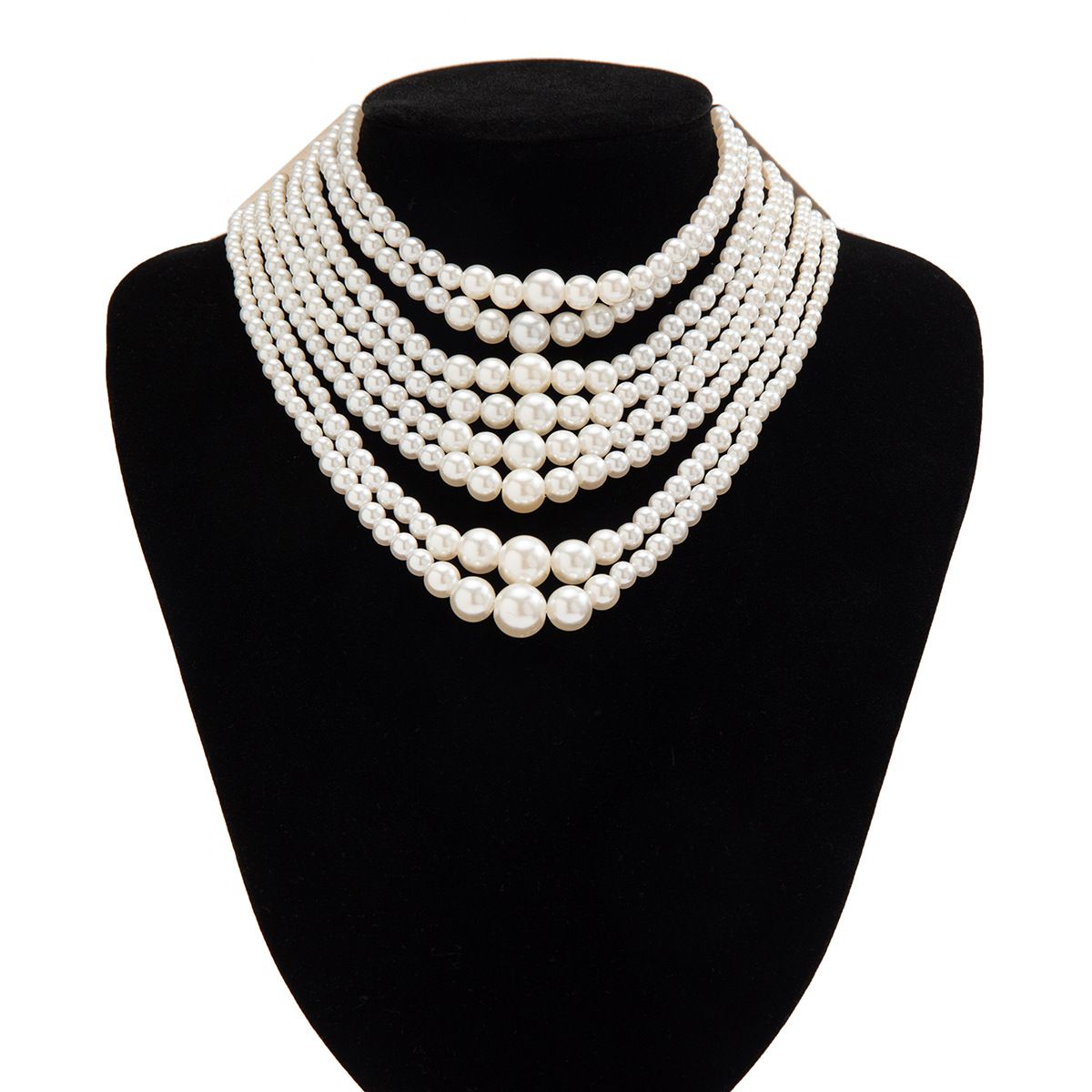 Ladies' jewelry European and American multi-layer imitation pearl women's necklace temperament Baroque size bead French retro collar jewelry