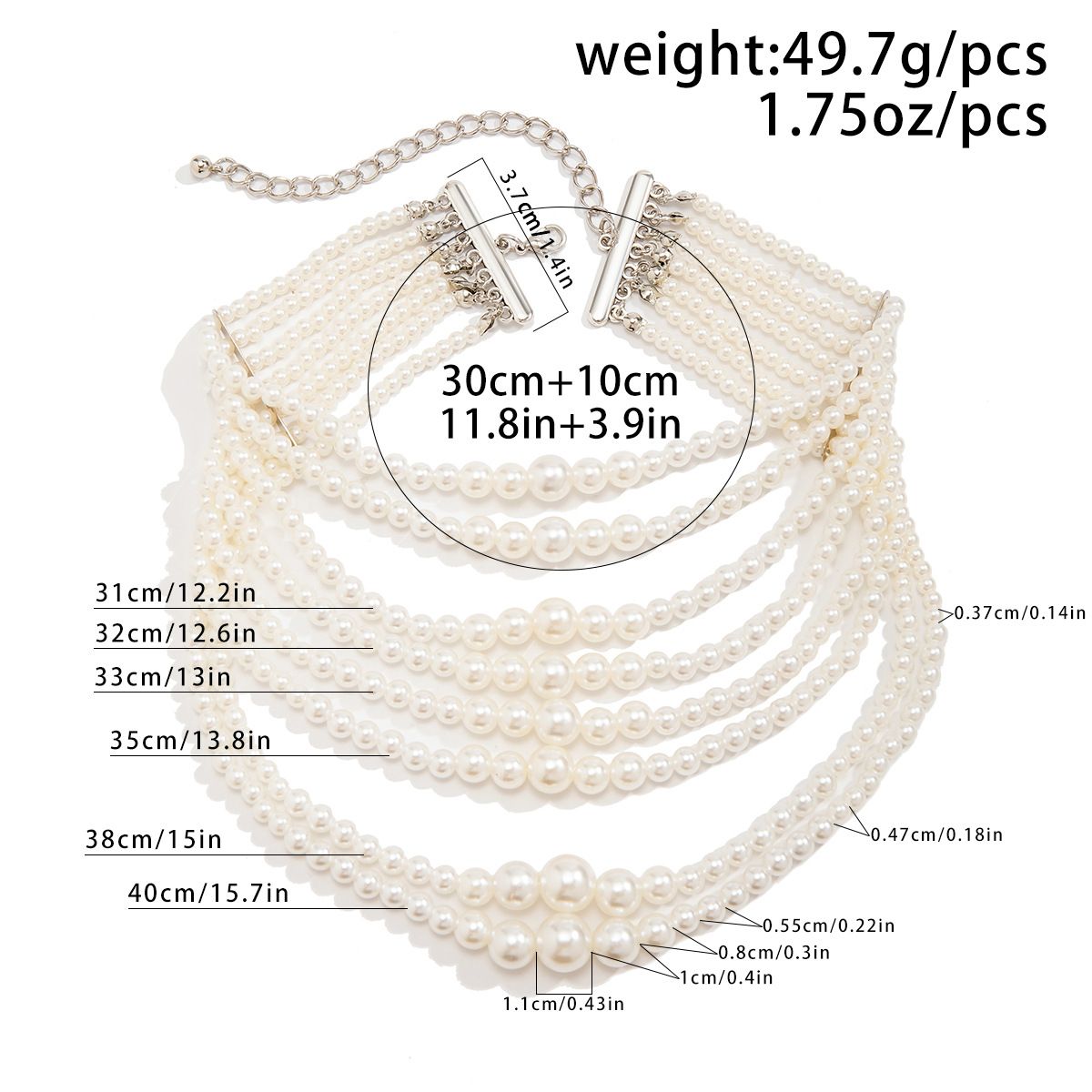 Ladies' jewelry European and American multi-layer imitation pearl women's necklace temperament Baroque size bead French retro collar jewelry