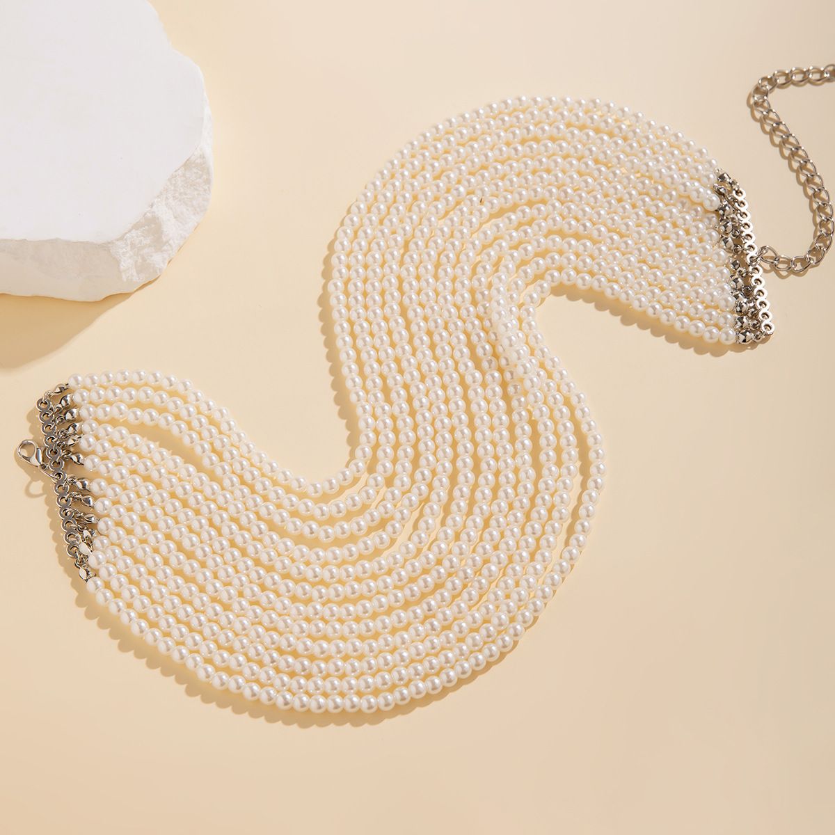 Ladies' jewelry European and American multi-layer imitation pearl women's necklace temperament Baroque size bead French retro collar jewelry