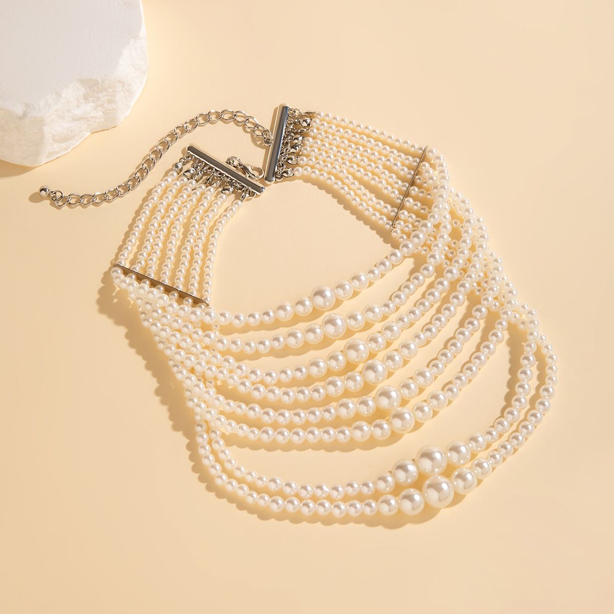 Ladies' jewelry European and American multi-layer imitation pearl women's necklace temperament Baroque size bead French retro collar jewelry