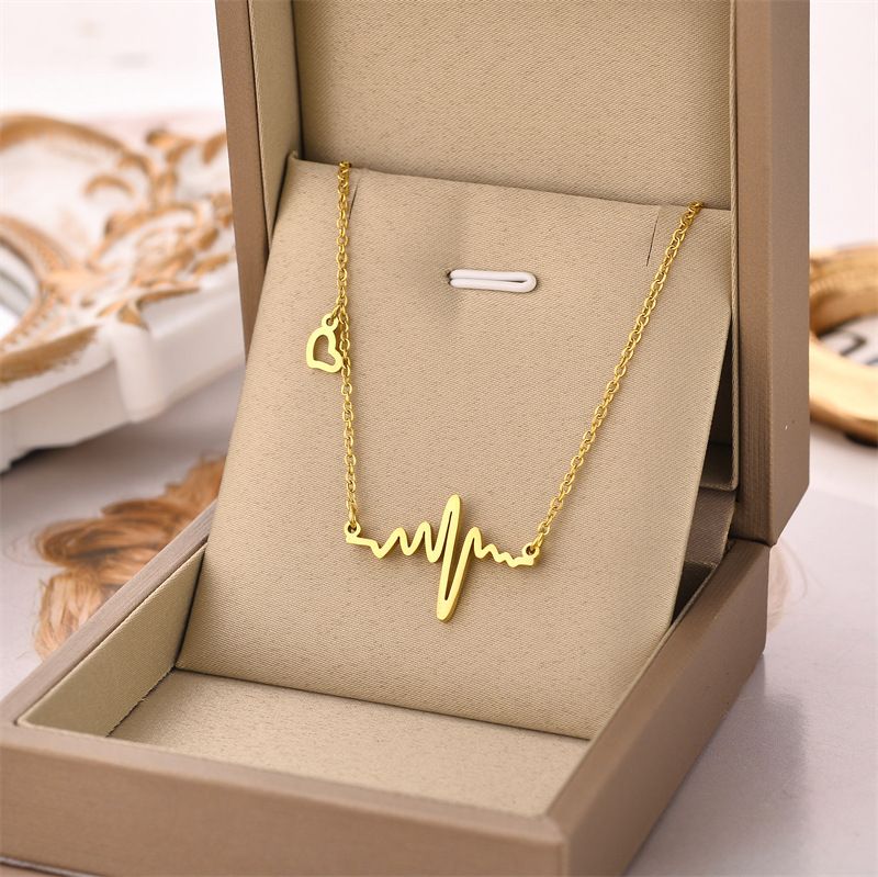 Ladies' jewelry The feeling of electrocardiogram heartbeat, high-end design pendant for female students, color preserving titanium steel necklace
