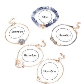 Love 8-letter English Love map turtle grey bead studded diamond turquoise women's bracelet five piece set