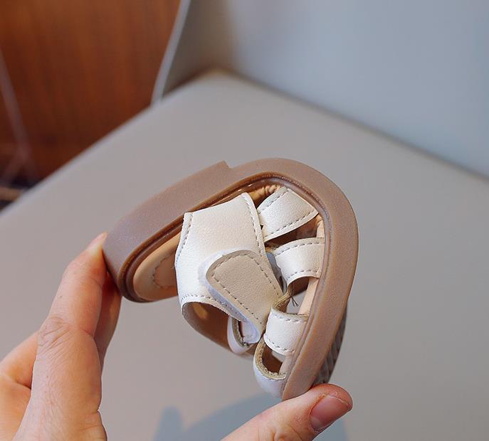 Baby girl sandals with soft bottom and toe cover, children's sandals, and princess shoes for girls