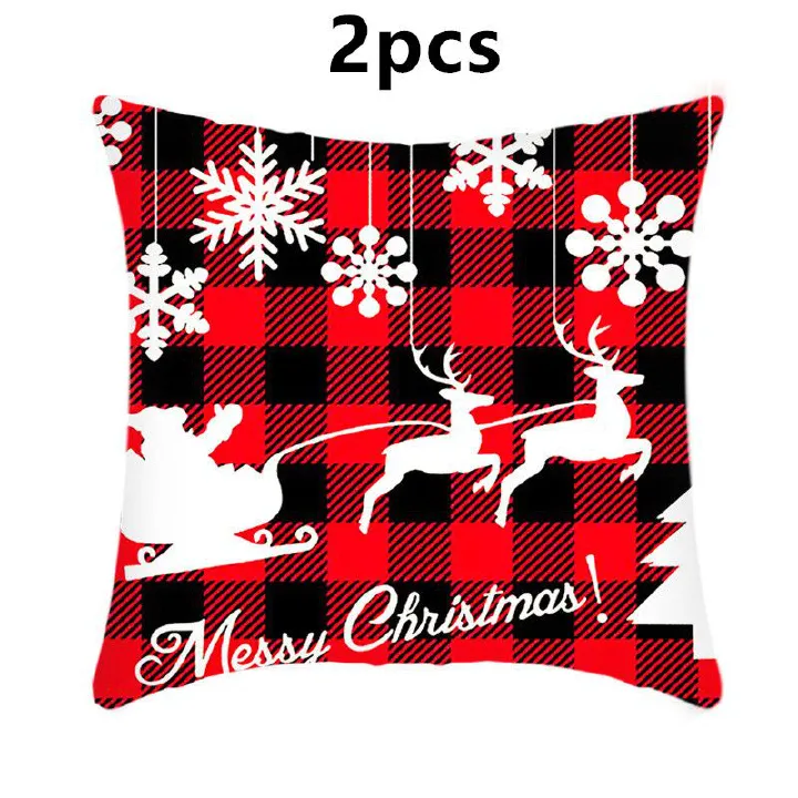 2pcs Christmas Pillow Cover Christmas Gift Cushion Cover