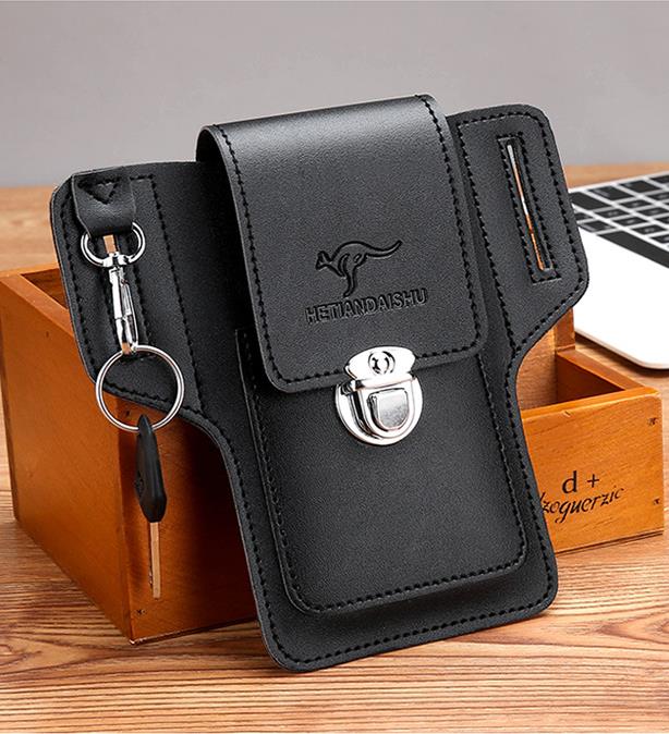 Mobile phone bag, men's waist bag, construction site work, mobile phone case, can hold cigarette box, hang keys, wear belt