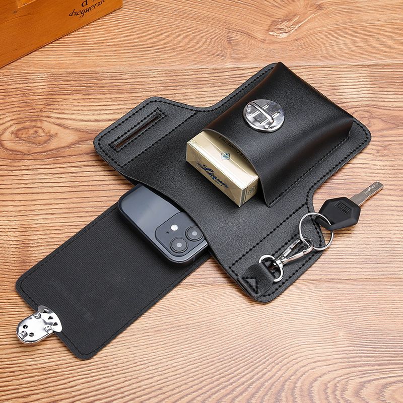 Mobile phone bag, men's waist bag, construction site work, mobile phone case, can hold cigarette box, hang keys, wear belt