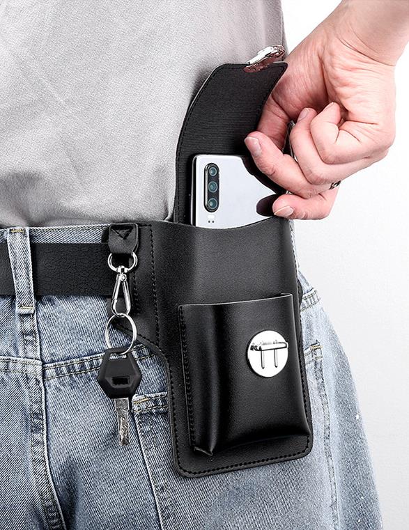Mobile phone bag, men's waist bag, construction site work, mobile phone case, can hold cigarette box, hang keys, wear belt