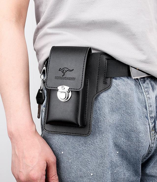 Mobile phone bag, men's waist bag, construction site work, mobile phone case, can hold cigarette box, hang keys, wear belt
