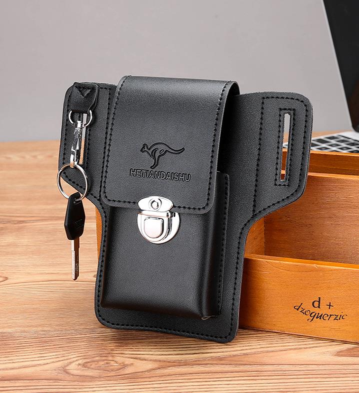 Mobile phone bag, men's waist bag, construction site work, mobile phone case, can hold cigarette box, hang keys, wear belt