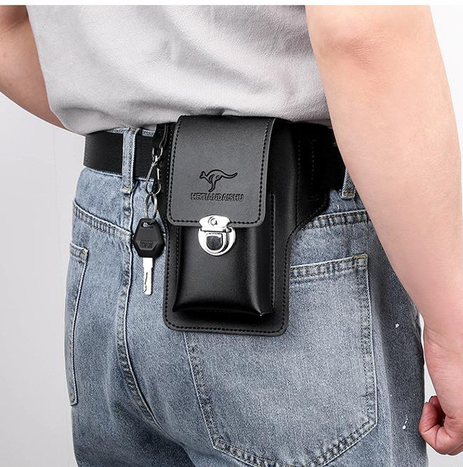 Mobile phone bag, men's waist bag, construction site work, mobile phone case, can hold cigarette box, hang keys, wear belt
