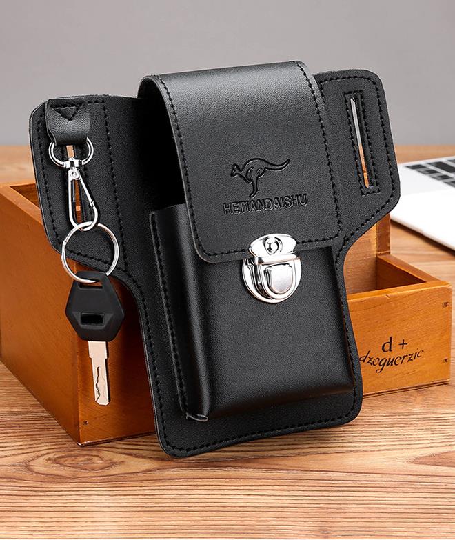 Mobile phone bag, men's waist bag, construction site work, mobile phone case, can hold cigarette box, hang keys, wear belt