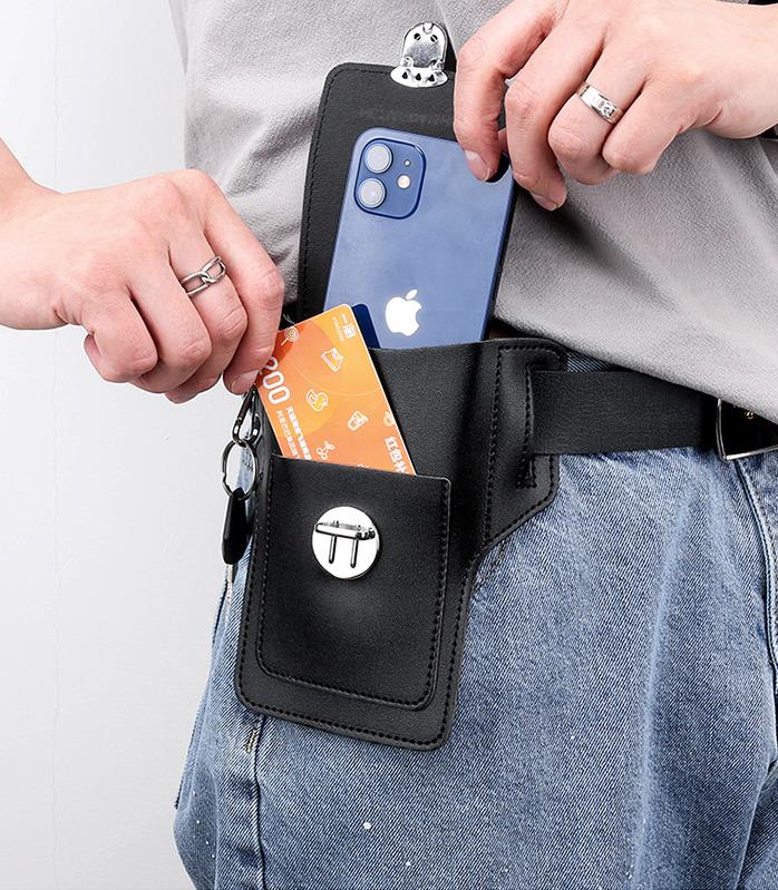 Mobile phone bag, men's waist bag, construction site work, mobile phone case, can hold cigarette box, hang keys, wear belt