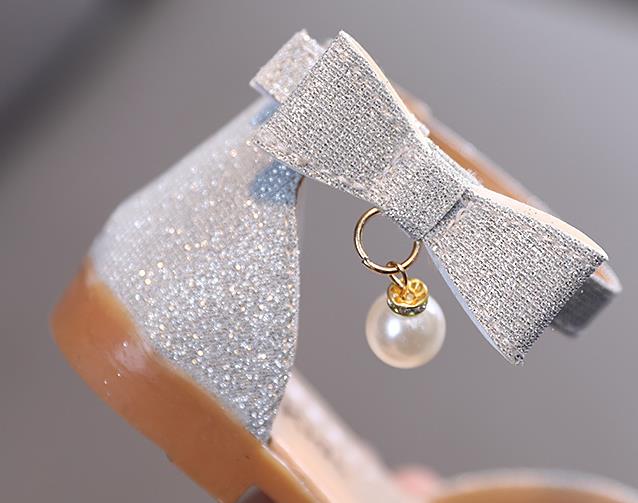 Children's leather shoes, girls' single shoes, pearl rhinestones, small and medium-sized children's princess shoes, children's sandals