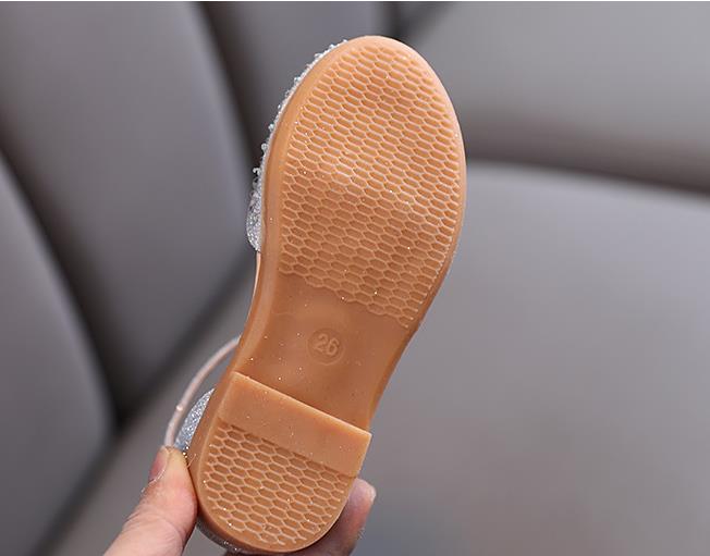 Children's leather shoes, girls' single shoes, pearl rhinestones, small and medium-sized children's princess shoes, children's sandals