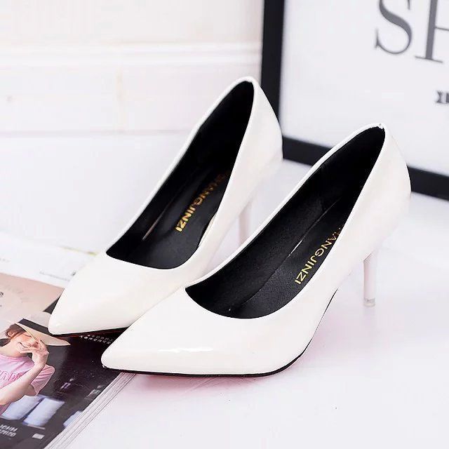 Women's High Heels Fashion Solid Color Casual Thin Heel Shallow Mouth Office OL Women's Large Size New High Heels