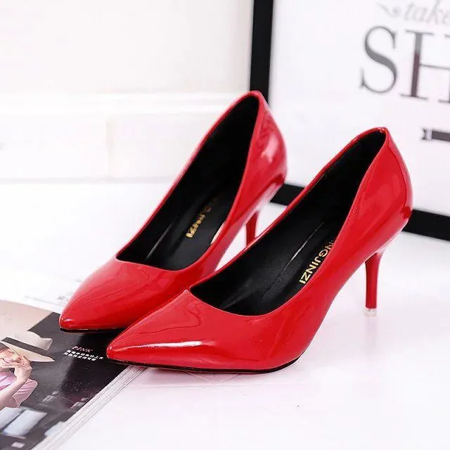 Women's High Heels Fashion Solid Color Casual Thin Heel Shallow Mouth Office OL Women's Large Size New High Heels