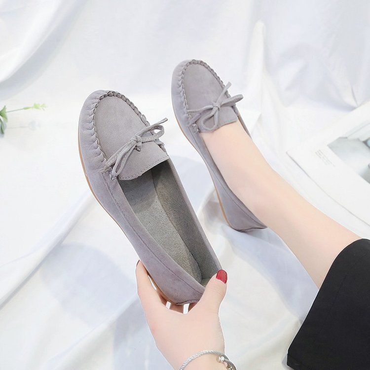 Wish Women's Bean Shoes Spring and Autumn New Style European and American Bow Flat Single Shoes Round Head Pregnant Women's Large Shoes