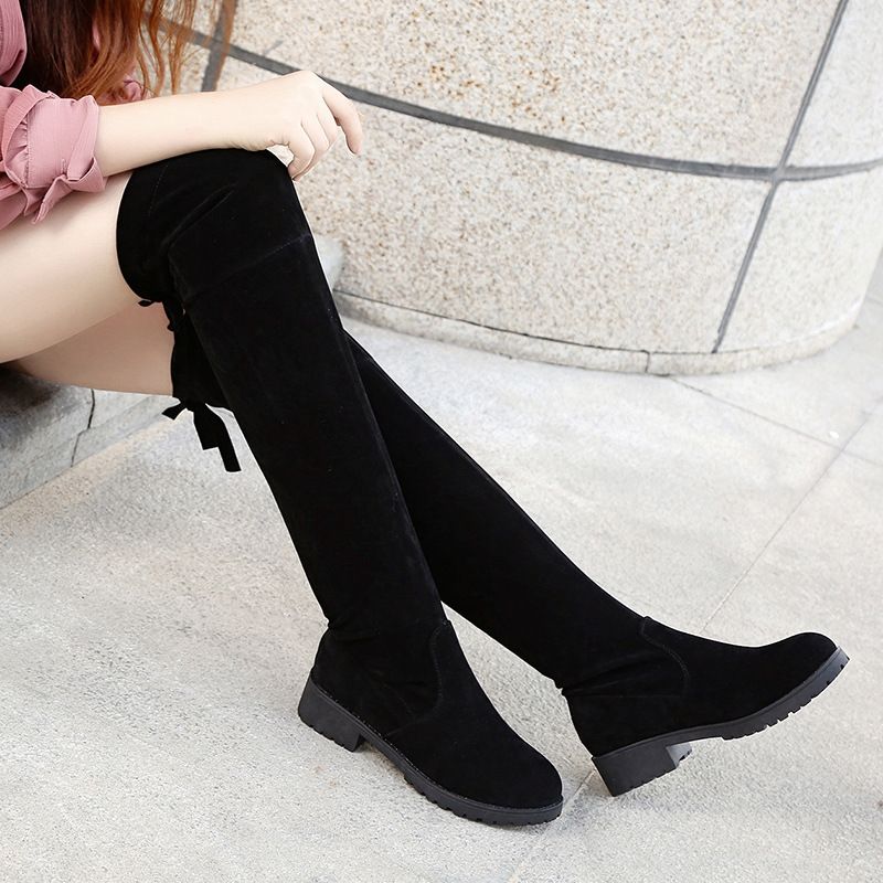 Women's autumn and winter new boots with frosted mid heel, slimming over the knee long boots, women's thick heels, Martin boots, women's