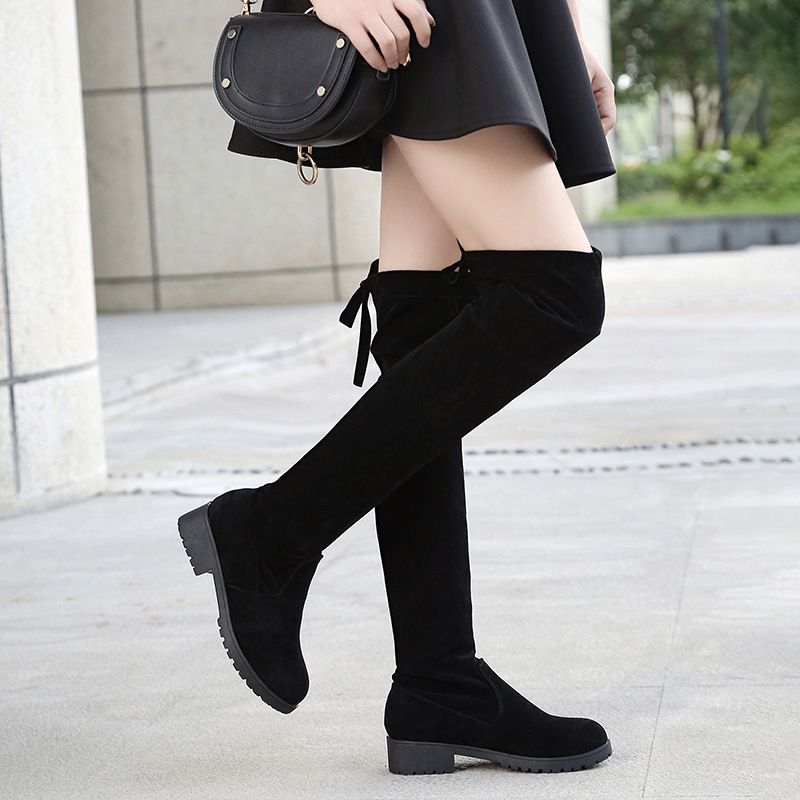 Women's autumn and winter new boots with frosted mid heel, slimming over the knee long boots, women's thick heels, Martin boots, women's