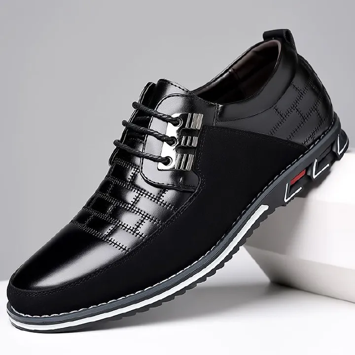 New Fashionable Men's Leather Shoes High Quality Formal Business Extra Large Fashionable Leather Shoes Horseshoe Heels Men's Shoes