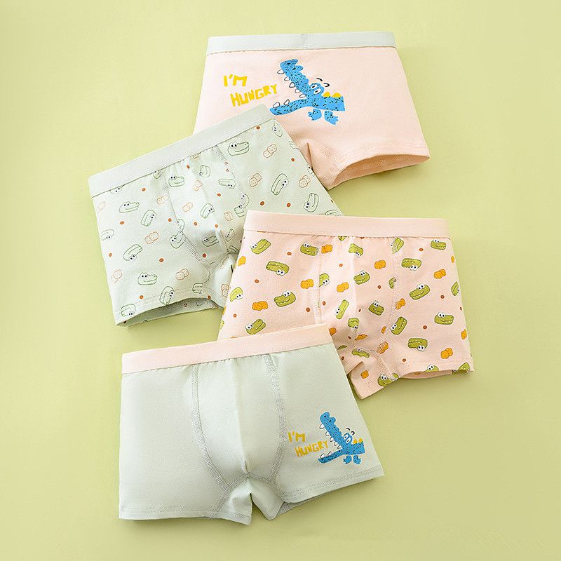 4pcs boys' underwear pure cotton four cornered teddy bear cartoon children's underwear boys' flat underwear