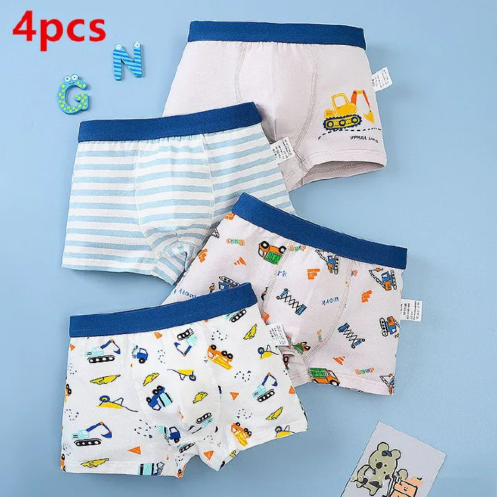 4pcs boys' underwear pure cotton four cornered teddy bear cartoon children's underwear boys' flat underwear