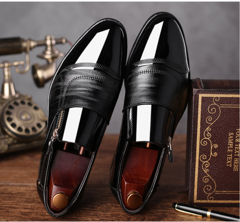 New plus size men's spring and autumn business formal leather shoes, pointed men's shoes, one foot casual lazy shoes, casual shoes