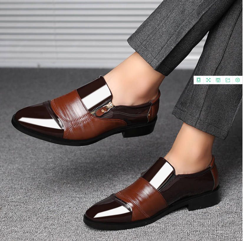 New plus size men's spring and autumn business formal leather shoes, pointed men's shoes, one foot casual lazy shoes, casual shoes