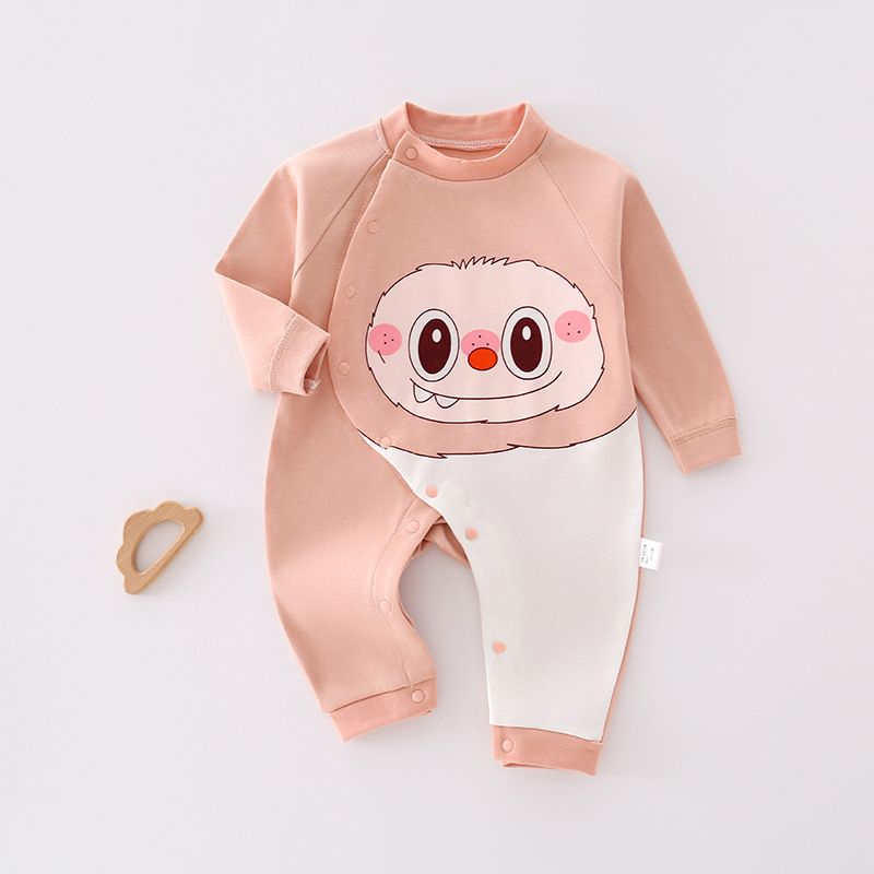 Baby jumpsuit autumn and winter long sleeved combed cotton printed crawling suit, baby close fitting underwear, baby clothes