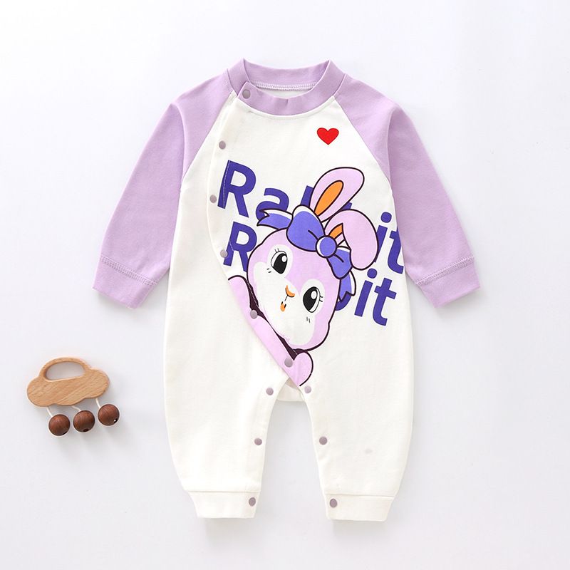 Baby jumpsuit autumn and winter long sleeved combed cotton printed crawling suit, baby close fitting underwear, baby clothes