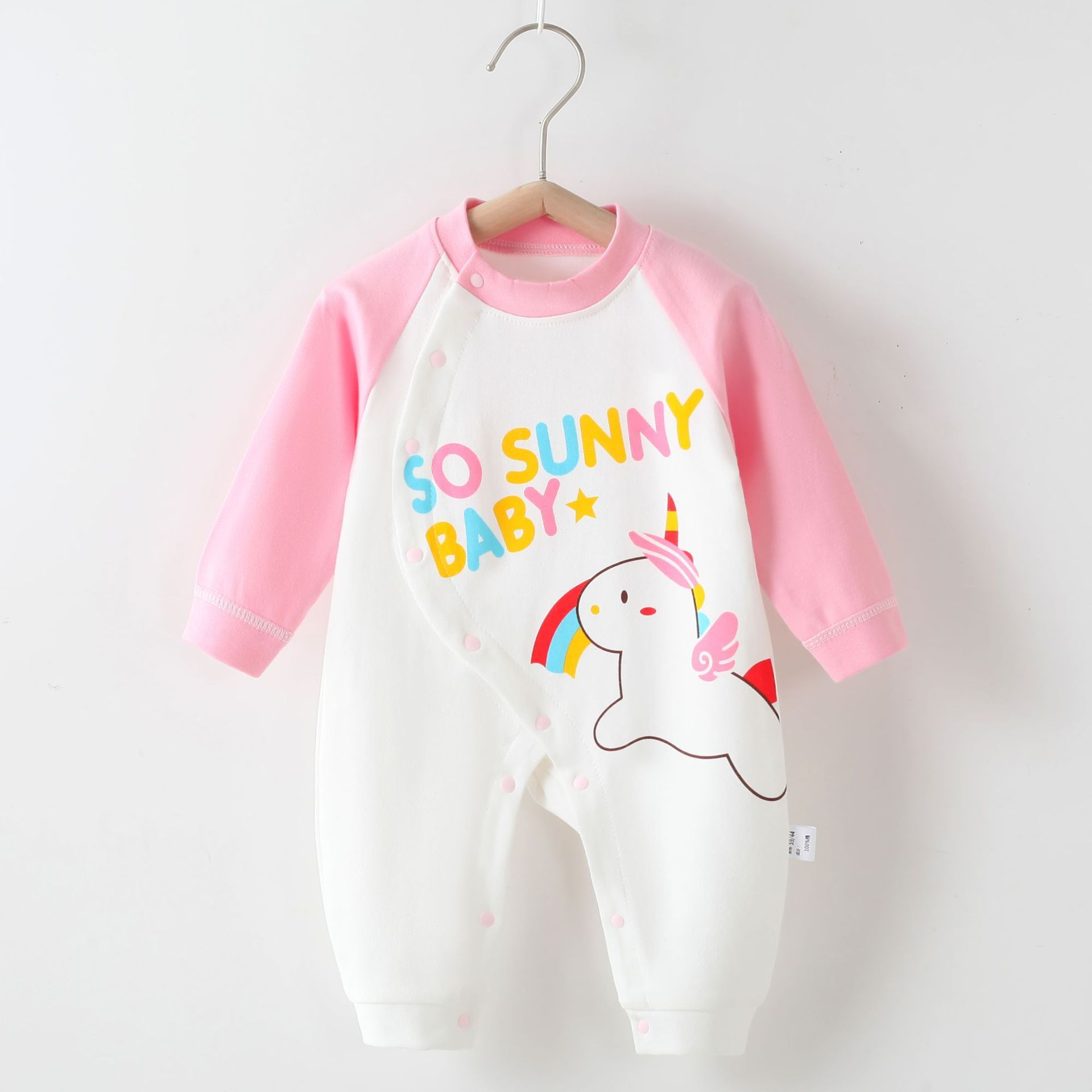 Baby jumpsuit autumn and winter long sleeved combed cotton printed crawling suit, baby close fitting underwear, baby clothes