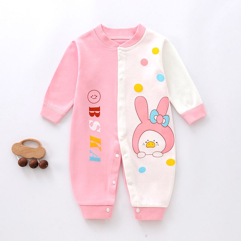 Baby jumpsuit autumn and winter long sleeved combed cotton printed crawling suit, baby close fitting underwear, baby clothes