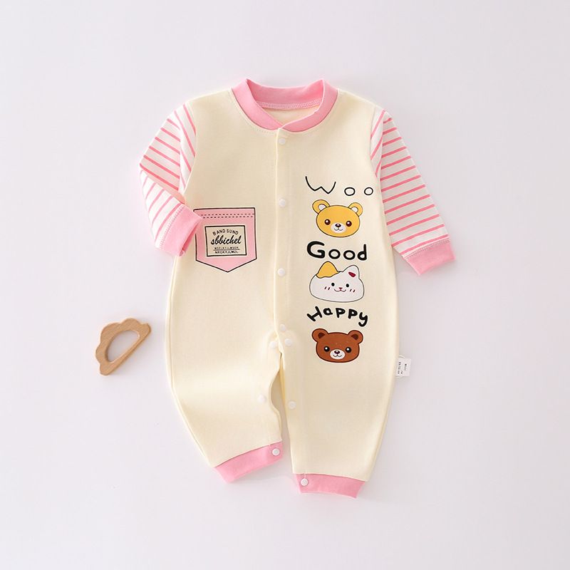 Baby jumpsuit autumn and winter long sleeved combed cotton printed crawling suit, baby close fitting underwear, baby clothes