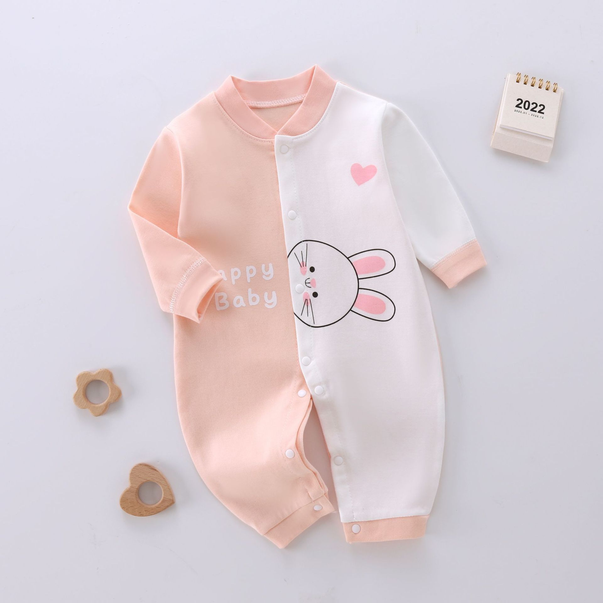 Baby jumpsuit autumn and winter long sleeved combed cotton printed crawling suit, baby close fitting underwear, baby clothes