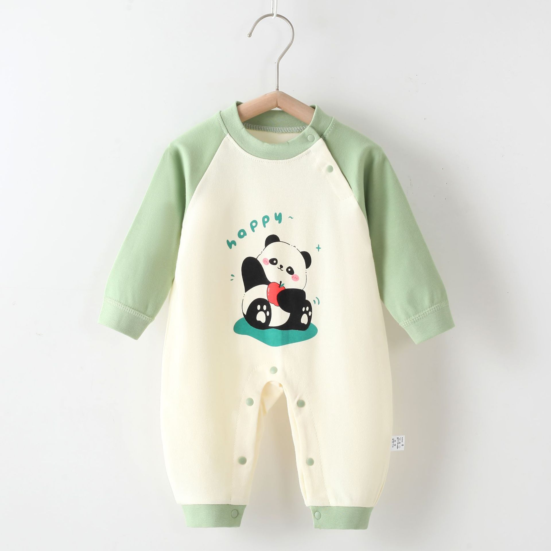 Baby jumpsuit autumn and winter long sleeved combed cotton printed crawling suit, baby close fitting underwear, baby clothes