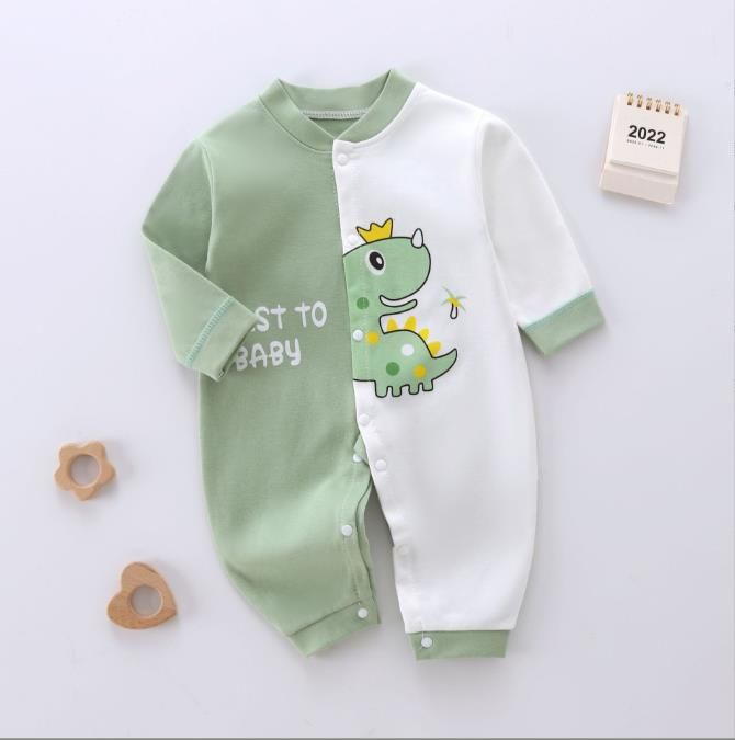 Baby jumpsuit autumn and winter long sleeved combed cotton printed crawling suit, baby close fitting underwear, baby clothes