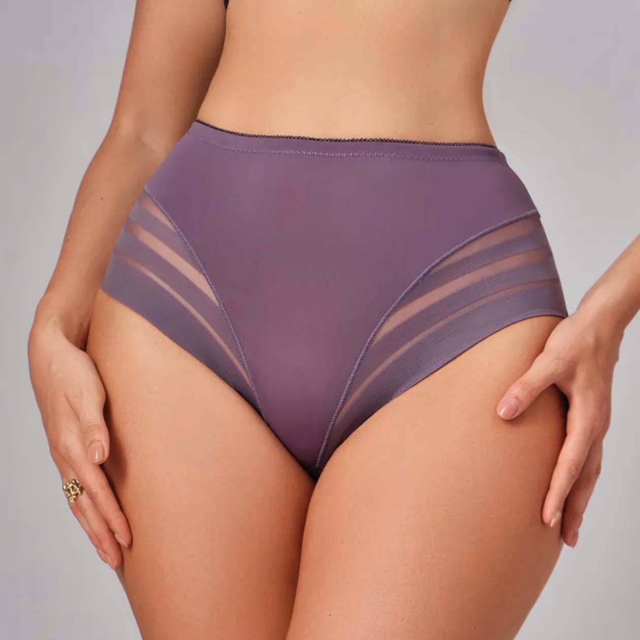 European and American sexy mesh splicing underwear for women, breathable summer thin style, see through, hip hugging, high waist, plus size women's triangle pants