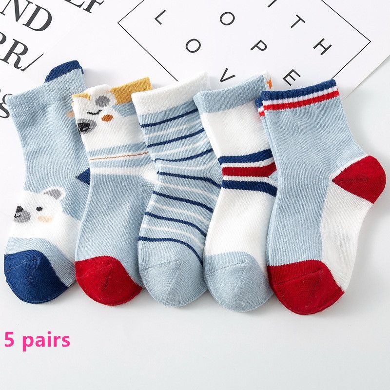 Spring and Autumn 5 pairs of children's socks, cotton socks, baby socks, baby socks, floor socks, children's socks, student socks, medium socks, men's and women's socks