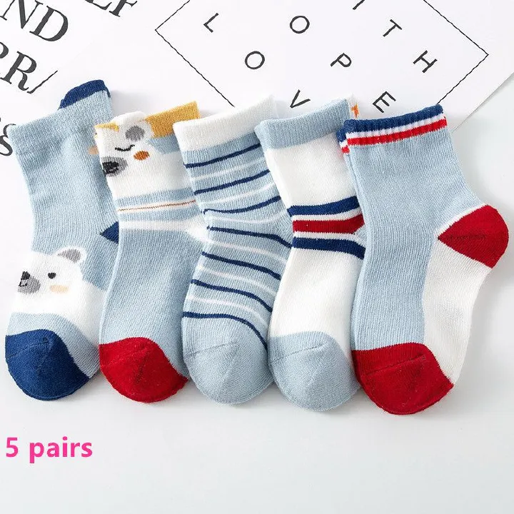 Spring and Autumn 5 pairs of children's socks, cotton socks, baby socks, baby socks, floor socks, children's socks, student socks, medium socks, men's and women's socks
