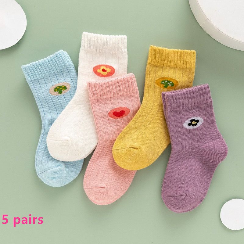 Spring and Autumn 5 pairs of children's socks, cotton socks, baby socks, baby socks, floor socks, children's socks, student socks, medium socks, men's and women's socks