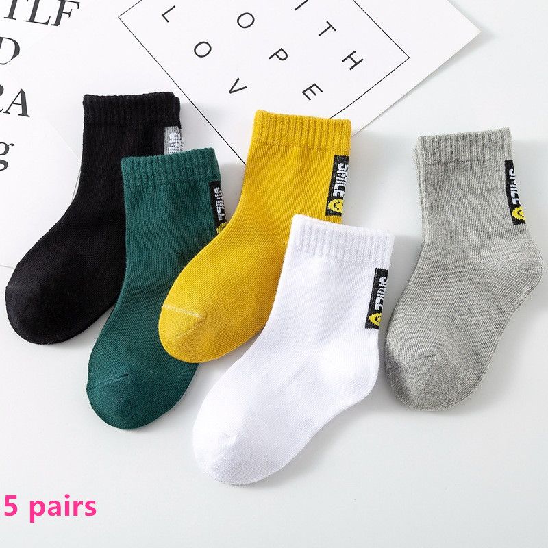 Spring and Autumn 5 pairs of children's socks, cotton socks, baby socks, baby socks, floor socks, children's socks, student socks, medium socks, men's and women's socks