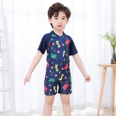 Cartoon children's swimsuits for boys and girls, elementary school students' swimsuits, conjoined babies, boys and girls' swimsuits, crawling clothes, baby short sleeves