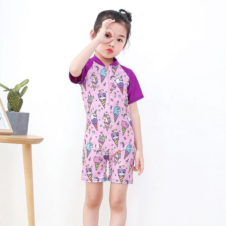 Cartoon children's swimsuits for boys and girls, elementary school students' swimsuits, conjoined babies, boys and girls' swimsuits, crawling clothes, baby short sleeves