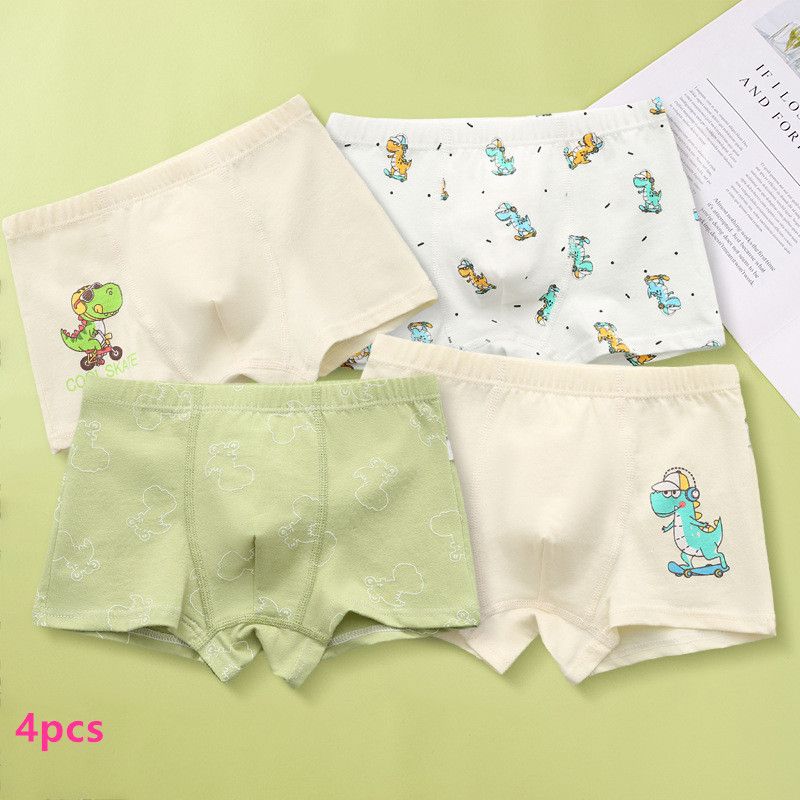 4 pieces of children's underwear boys cartoon small, medium and large boys flat underwear four corner student shorts wholesale